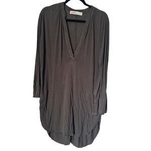 Free People Beach Dress Womens Size XS Grey Long Sleeve Pockets High Low Cover